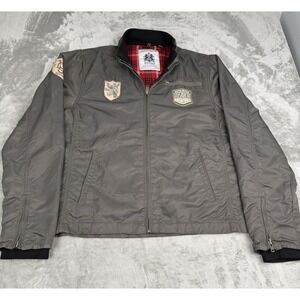 Buffalo David Bitton Bomber Jacket Mens Large Red Plaid 73 Patch Aviator Vintage